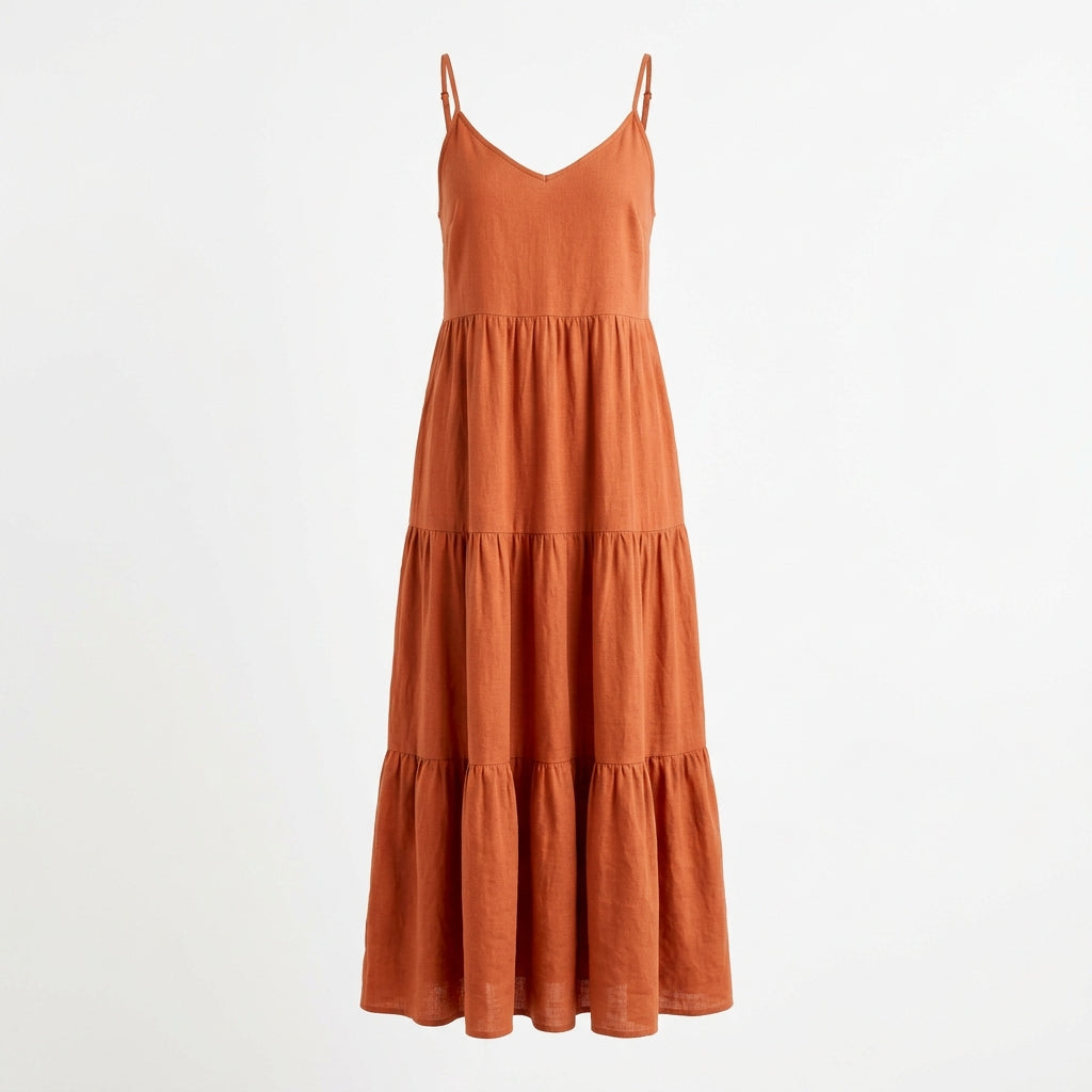Women's Linen Tiered Maxi Sundress