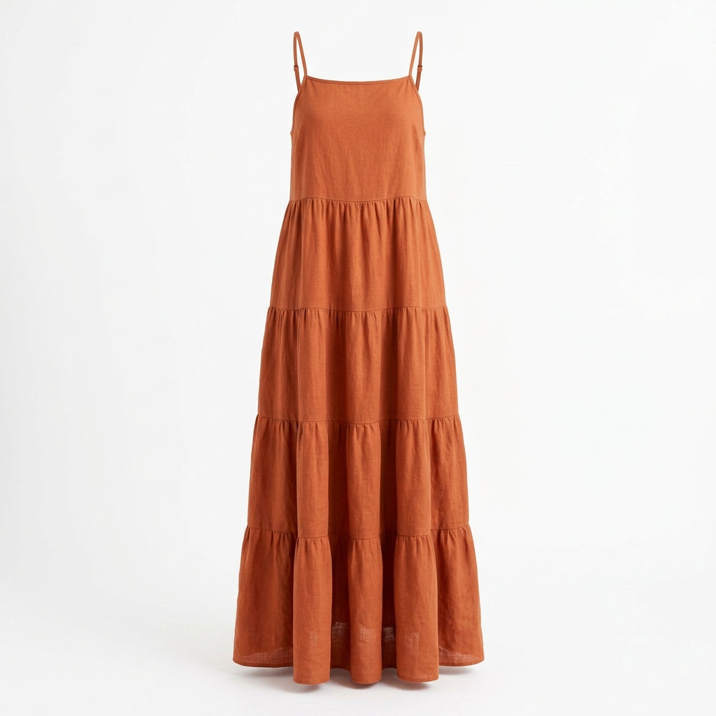 Women's Linen Tiered Maxi Sundress