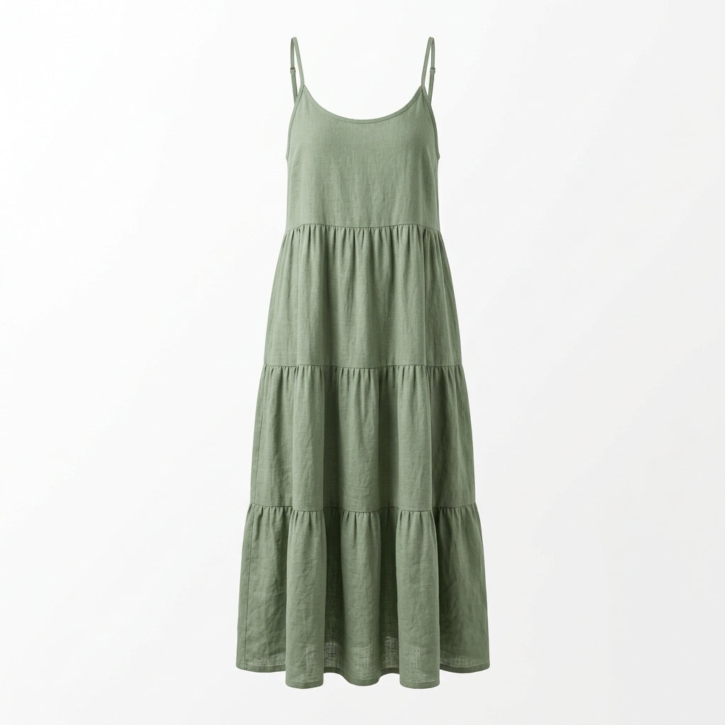 Women's Linen Tiered Maxi Sundress