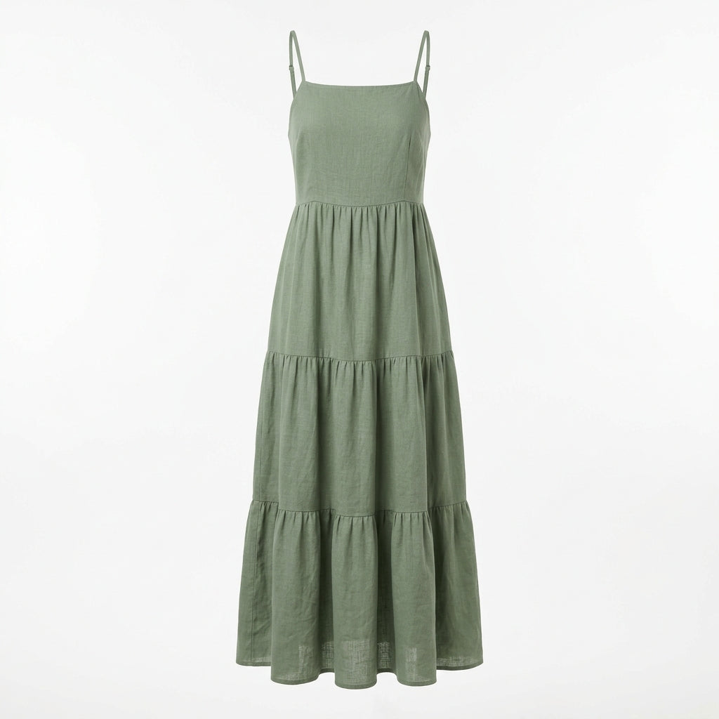 Women's Linen Tiered Maxi Sundress